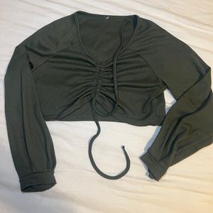 Olive green adjustable crop long sleeve
